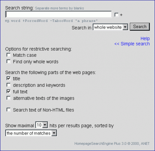 Homepage Search Engine