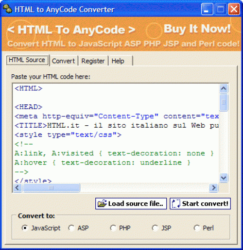 HTML To Any Code Converter