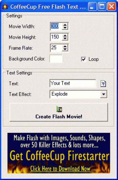 CoffeeCup Free Flash Text Wizard