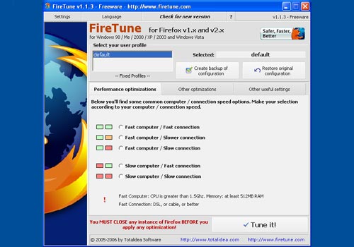 FireTune for Firefox