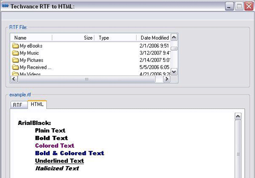 Techvance RTF to HTML