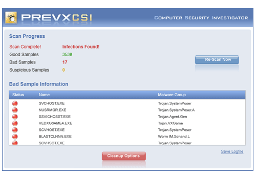 Prevx CSI - FREE Malware Scanner