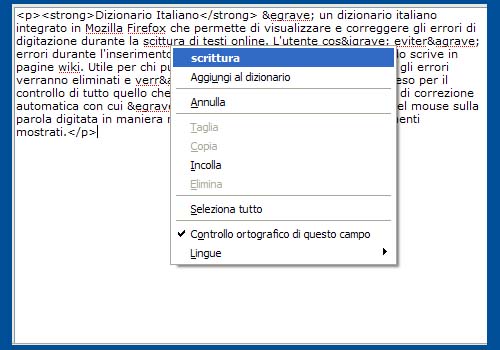 Dizionario Italiano per Firefox