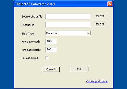 Table2CSS Converter