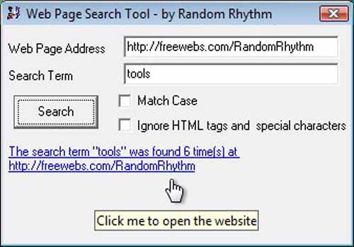 Web Page Search Tool