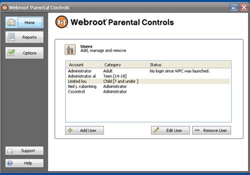Webroot Parental Controls