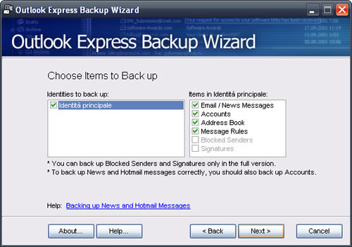 Outlook Express Backup Wizard