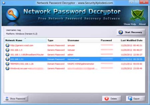 Network Password Decryptor