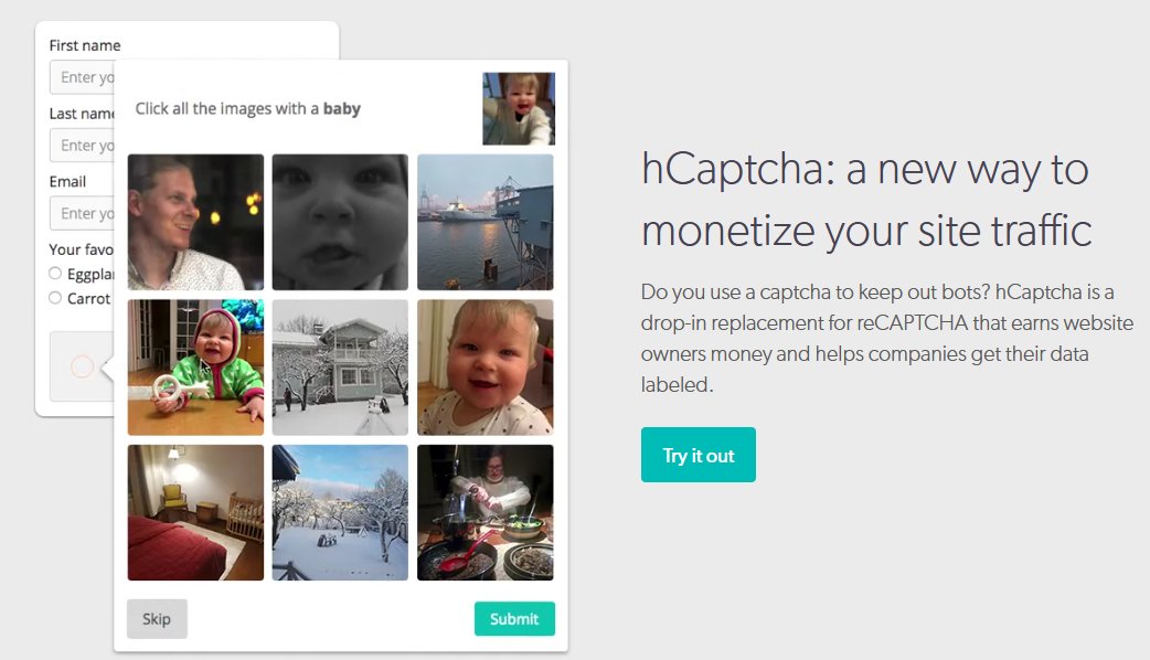 hCaptcha: monetizzare il traffico con CAPTCHA e la Blockchain