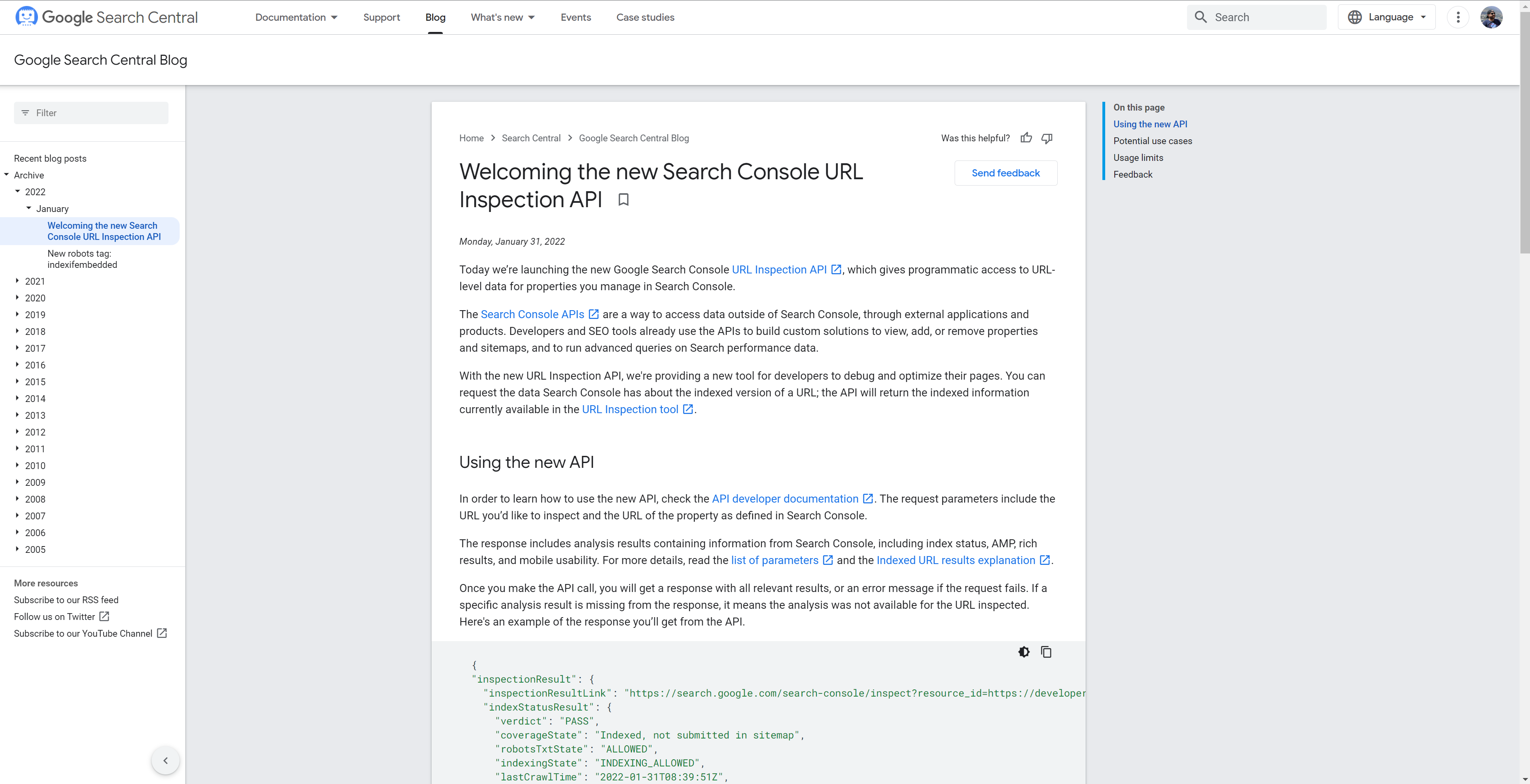 Google rilascia l'API dello strumento di ispezione degli URL