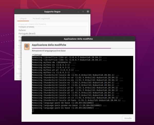 supporto lingue ubuntu