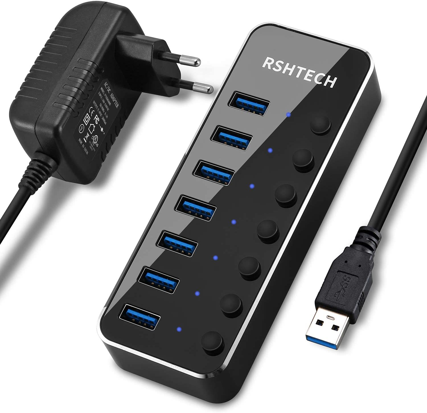 Hub USB 3.0 con 7 porte e adattatore di alimentazione da 5 V in promo su Amazon con COUPON