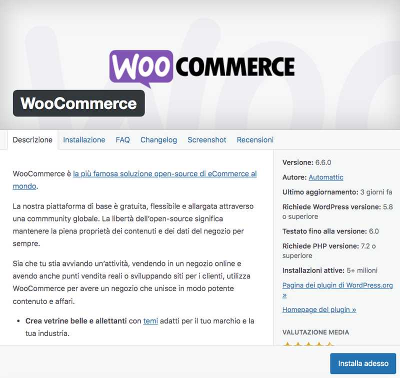 Impostare WordPress per creare e-commerce