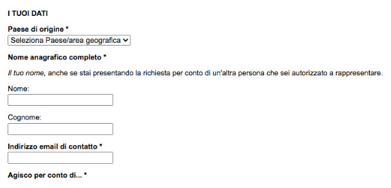 Modulo di richiesta per la rimozione di informazioni personali