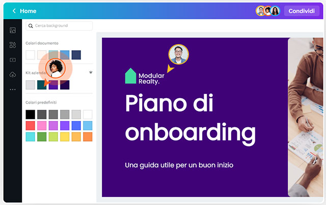 Le funzionalità di Canva per i team sono pensate con l'obiettivo di favorire la collaborazione