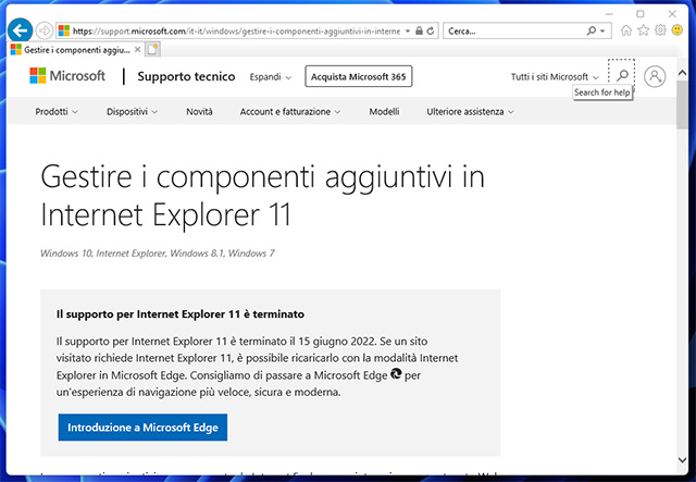 Internet Explorer (di nuovo) in esecuzione su Windows 11