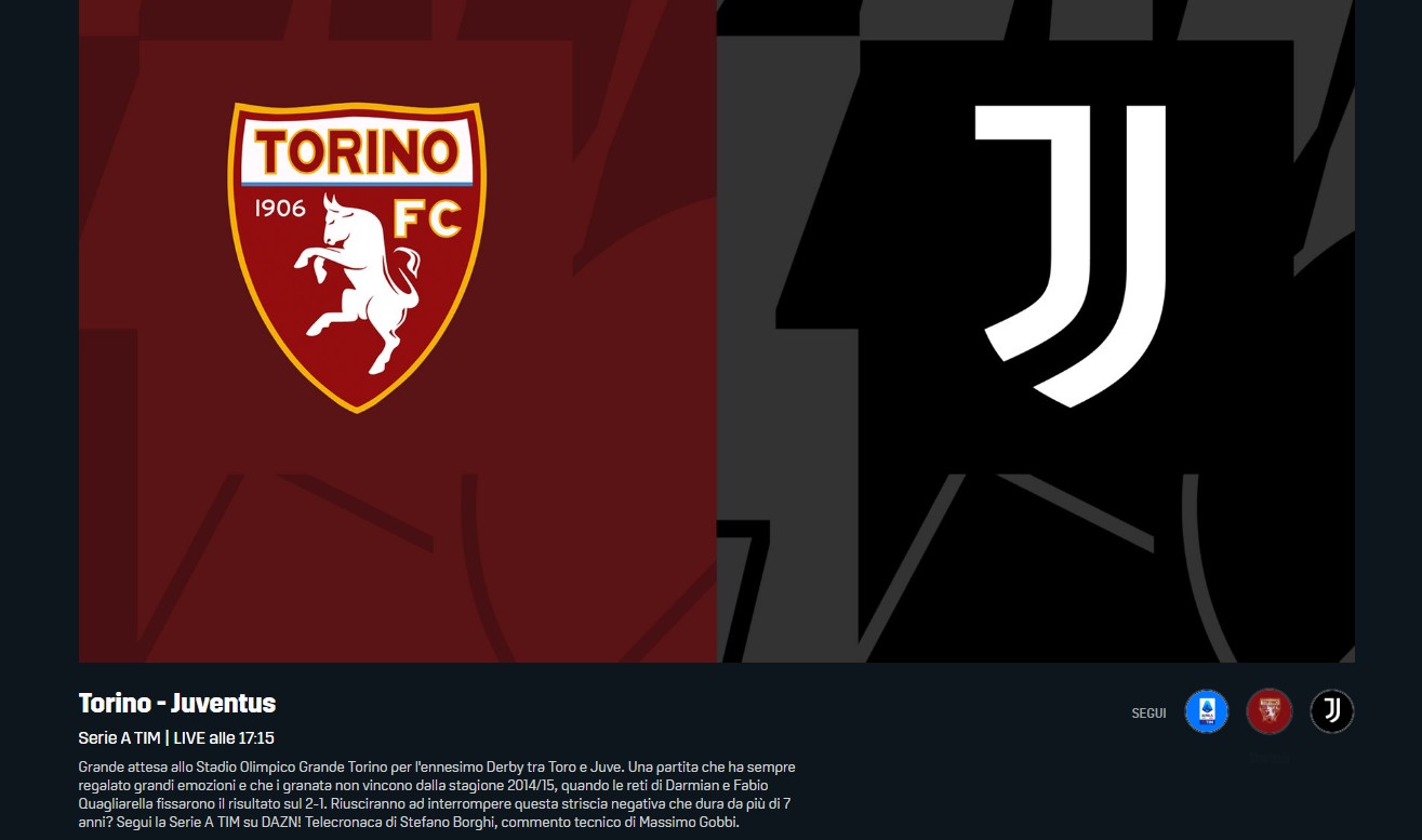 Torino-Juventus DAZN