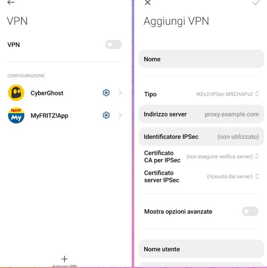 VPN manuale Android