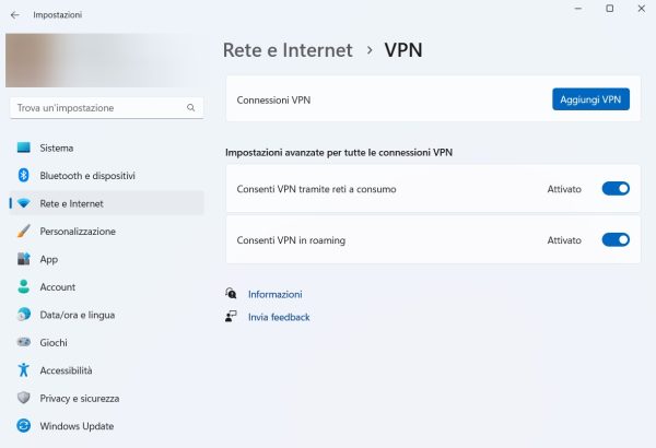 configurare una VPN: Connessione manuale VPN