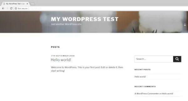 wordpress pagina di test