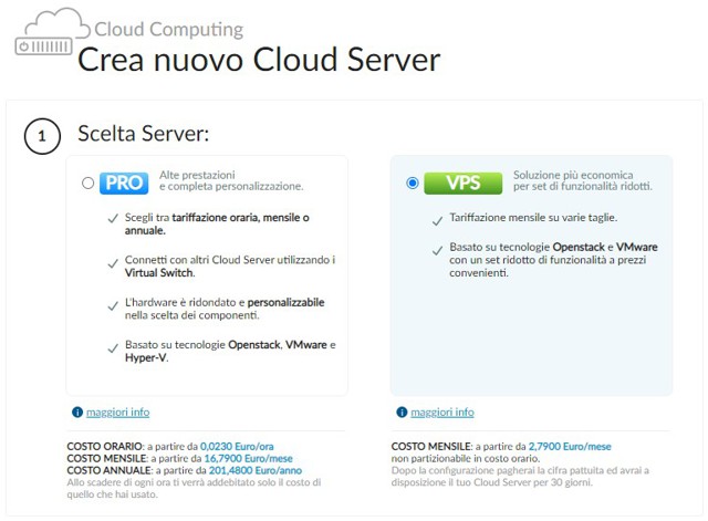 Configurazione cloud Aruba