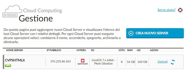 Configurazione cloud Aruba