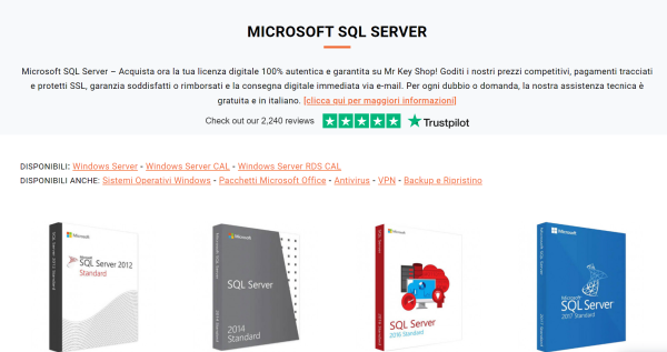 Acquistare Microsoft SQL server
