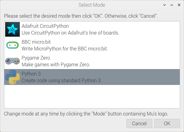 mu configurazione python