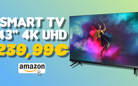 Smart TV 43 4K UHD con Dolby Audio ad un PREZZO SHOCK su Amazon