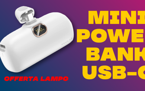 Mini Power Bank 5000mAh con connettore USB-C in OFFERTA LAMPO (-33%)