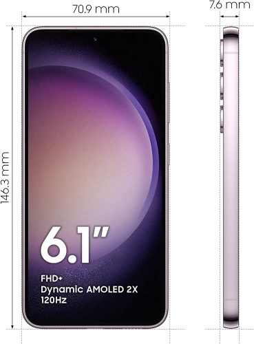 Samsung Galaxy S23 - Lavanda - Dimensioni