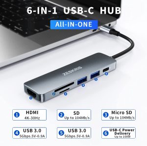 Hub USB-C 6-in-1 ZESKRIS