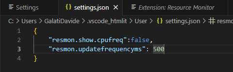 Esempio di json modificato per estensione resource monitor