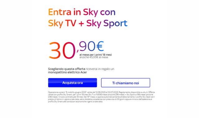 Nuova offerta Sky TV e Sky Sport