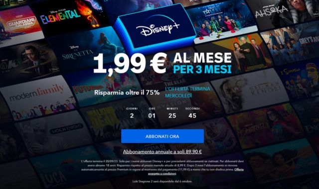 Disney+ 1,99 euro al mese