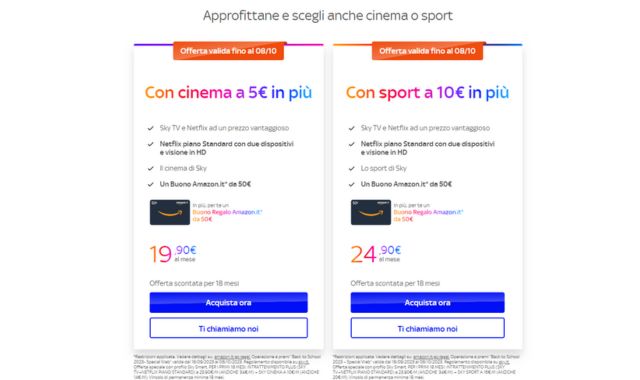 Offerta Cinema e Sport Sky