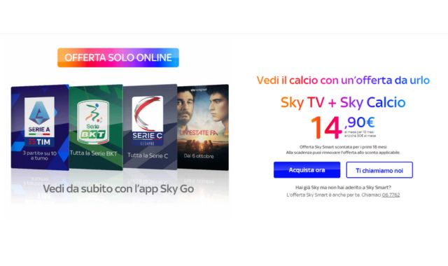 Sky TV + Sky Calcio attivazione