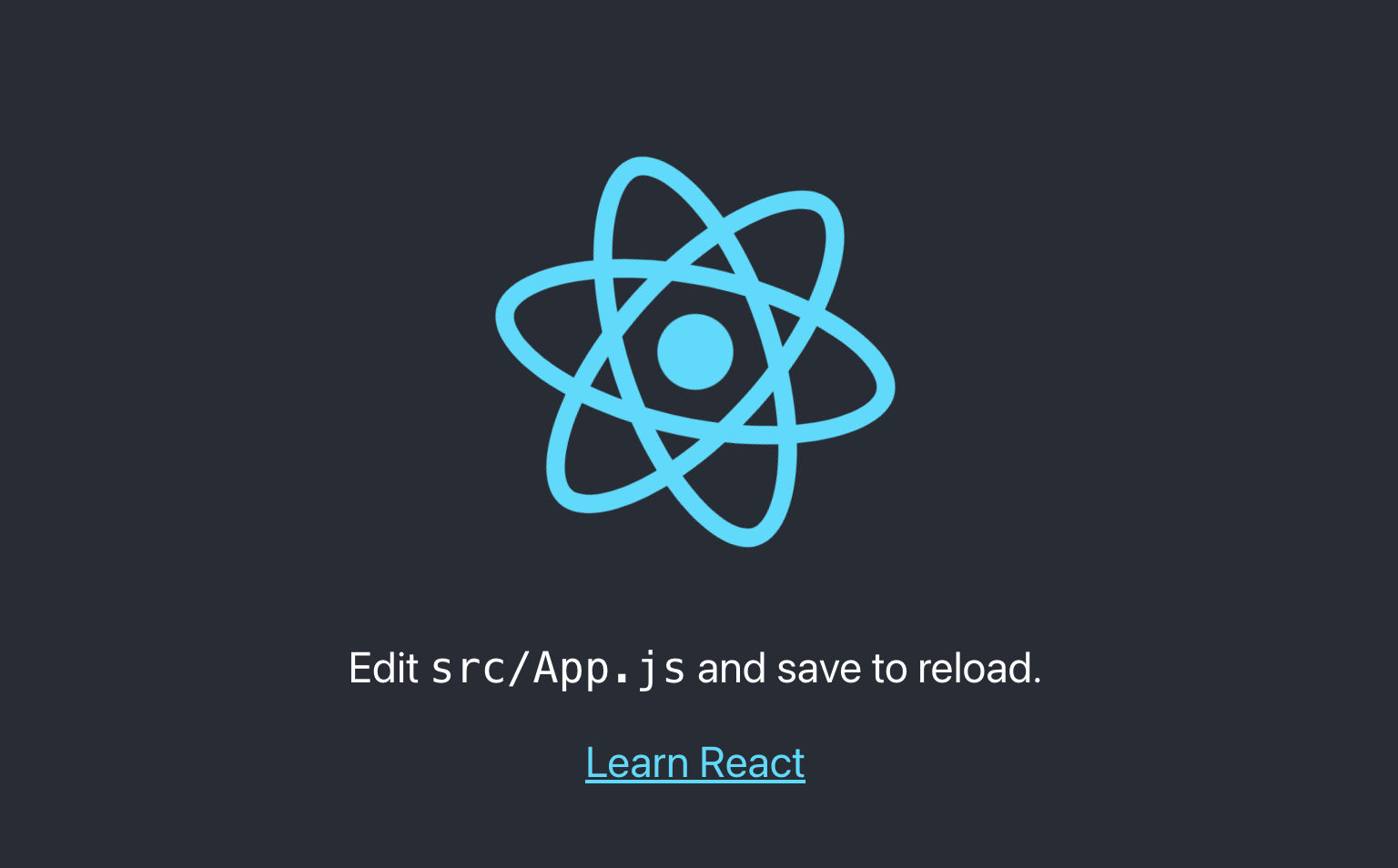 La pagina di avvio del progetto REACT