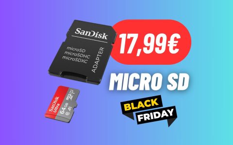 Micro SD da 64GB con adattatore in MEGA OFFERTA per il Black Friday di Amazon
