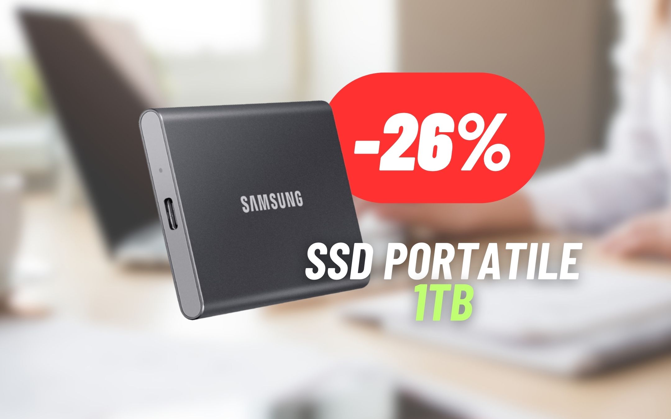 L'SSD Portatile di Samsung da 1TB è una soluzione pratica e super  conveniente con LO SCONTO ATTIVO