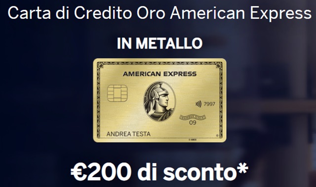 carta di credito oro american express 200 euro di sconto