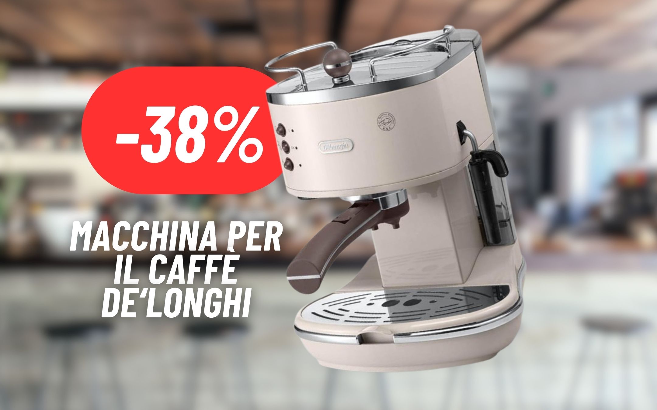 Sia espresso che cappuccino con la Macchina per il Caffè Vintage di  De'Longhi al 38% di sconto