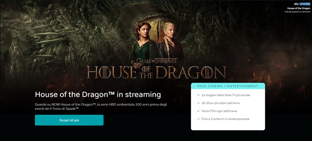 house of the dragon in streaming su now