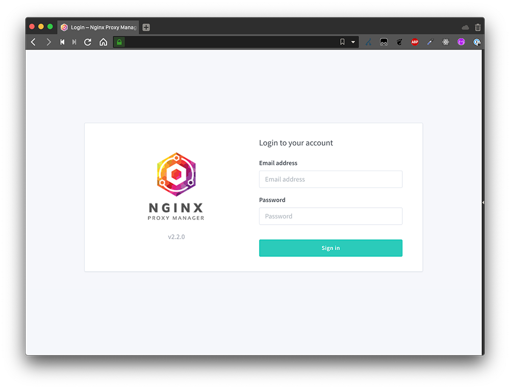 Nginx Proxy Manager login