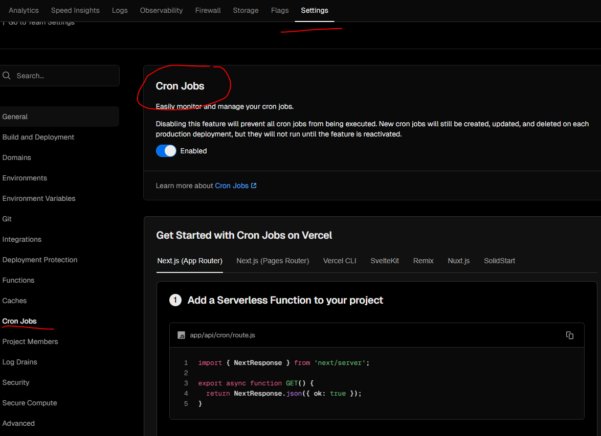 Cron Jobs con Vercel